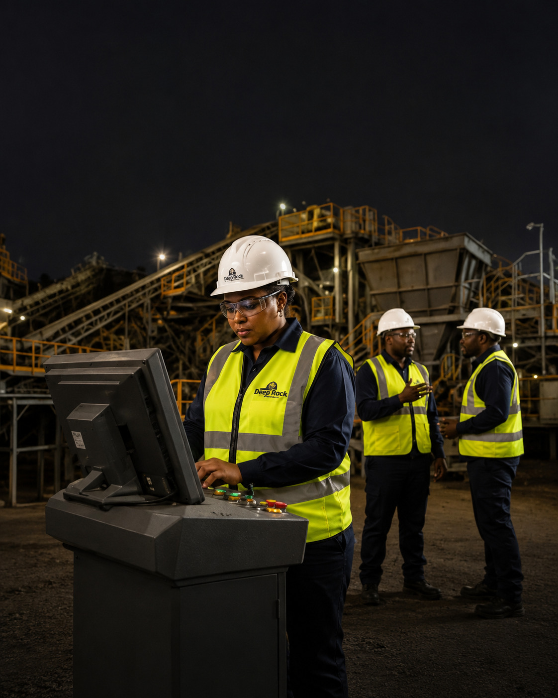 Ghanaian mining professionals operating a modern mineral-processing facility